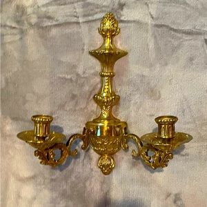 Vintage Solid Brass 2-Arm Wall Candle Sconce